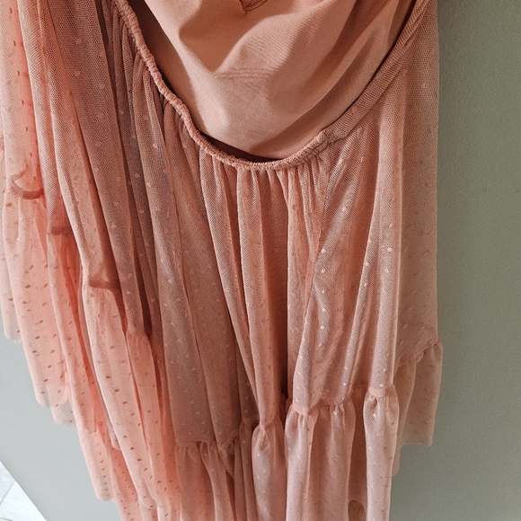 Spell x Coachella Peach High Low Grace Cutout Tulle Midi Dress - Picture 14 of 15